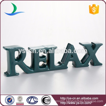 Wholesale glazed RELAX ceramic letter sign